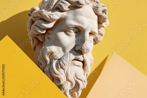 Classical Marble Head on Yellow Background