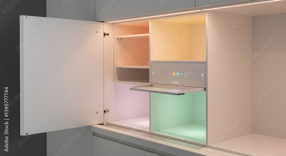Modern Kitchen Cabinet With Modular Storage And Customizable Lighting Modern Kitchen Cabinet With Modular Storage And Customizable Lighting