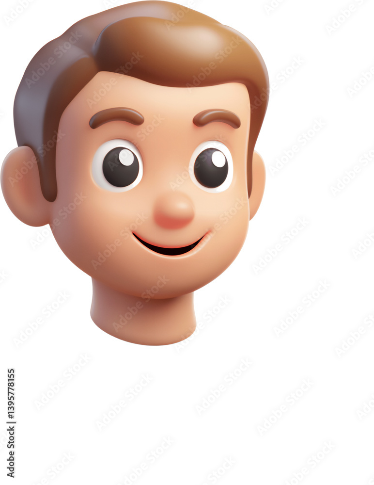 Enjoyable 3D cartoon emoticon character with a friendly expression and vibrant features, rendered in clay style with a transparent background Enjoyable 3D cartoon emoticon character with a friendly expression and vibrant features, rendered in clay style with a transparent background