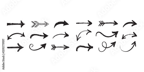 Hand-drawn arrow icons set for graphic design