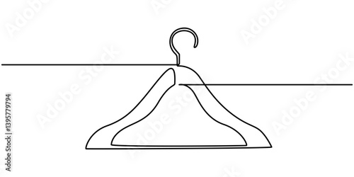 Clothes Hanger Continuous Line Icon, One continuous drawing of hanger sign. Concept symbol for dry cleaning and laundry service in simple linear style. Vector illustration, Digital illustration.