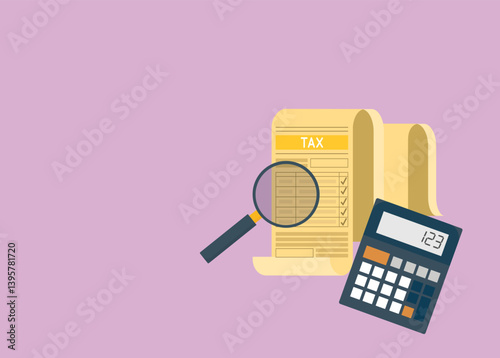 Income tax filing, calculate revenue and filling tax form, checklist for tax filing form with calculator