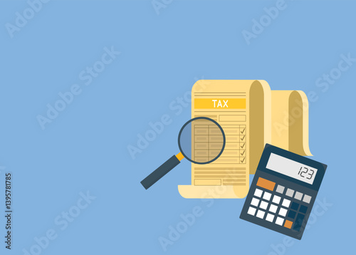Income tax filing, calculate revenue and filling tax form, checklist for tax filing form with calculator