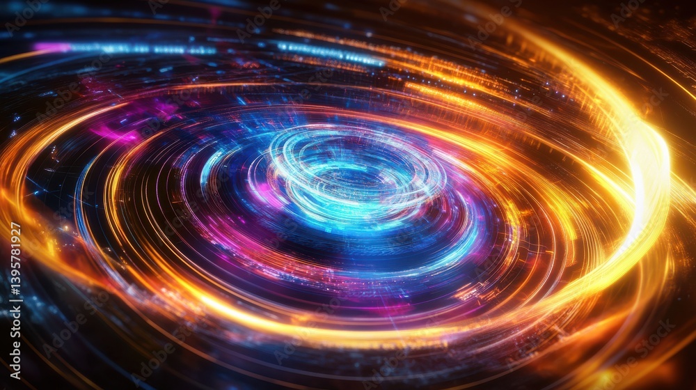 Quantum Processor Glowing Under Swirling Holographic Quantum Processor Glowing Under Swirling Holographic