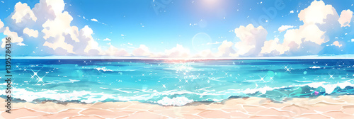 Summer Beach Japanese Anime Style Banner Poster Wallpaper