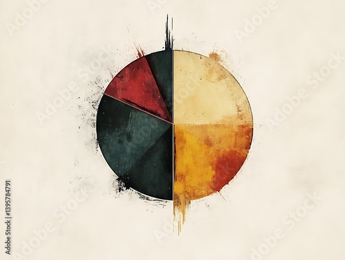 Obraz na płótnie A vibrant abstract pie chart with textured colors and brushstrokes. w salonie