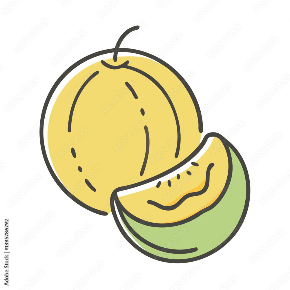 Obraz premium honeydew melon icon, honeydew melon vector illustration-simple illustration of honeydew melon, perfect for honeydew melon logos and icons