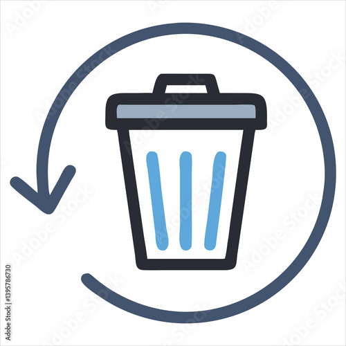 Vector Design of Trash Bin with Arrow Curving Upwards Symbolizing Restoration Process