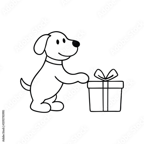dog with gift