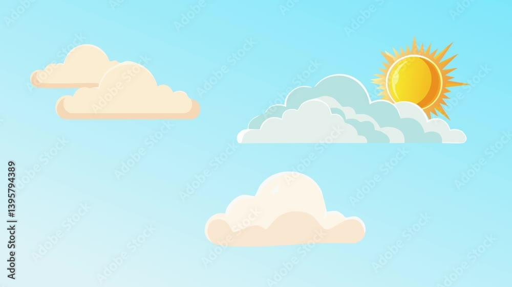 Animated video background. Sky blue and clouds background. Kids cartoon Animated video background. Sky blue and clouds background. Kids cartoon