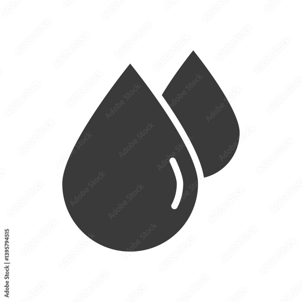Water drop icons in solid styles, representing liquid, hydration, moisture, cleanliness, and fluid concepts in minimal flat vector design