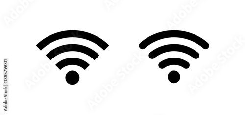 Wi-Fi signal icon symbol in black. Wireless connection strength, representing internet, network, wireless communication, and connectivity in flat vector design