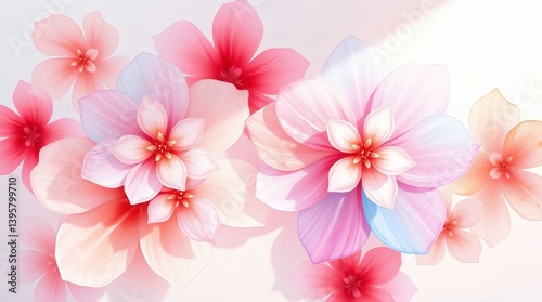 Colorful flowers in soft pastel shades brighten up a serene background Generative AI