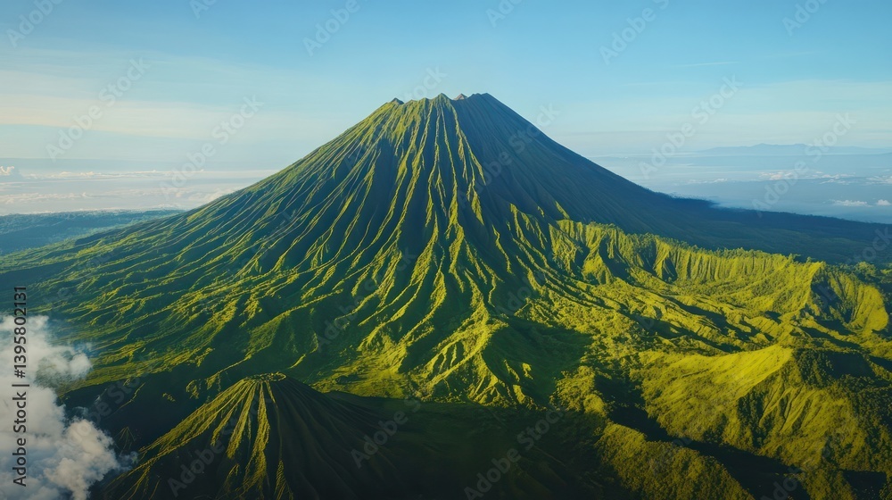 Fototapeta premium Aerial view green mountain landscape
