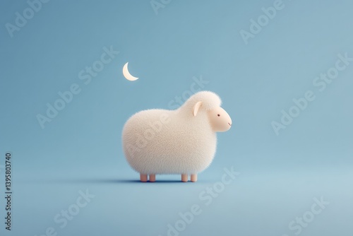 3d rendered symbolic sheep against plain backdrop embodying eid al-adha with room for text