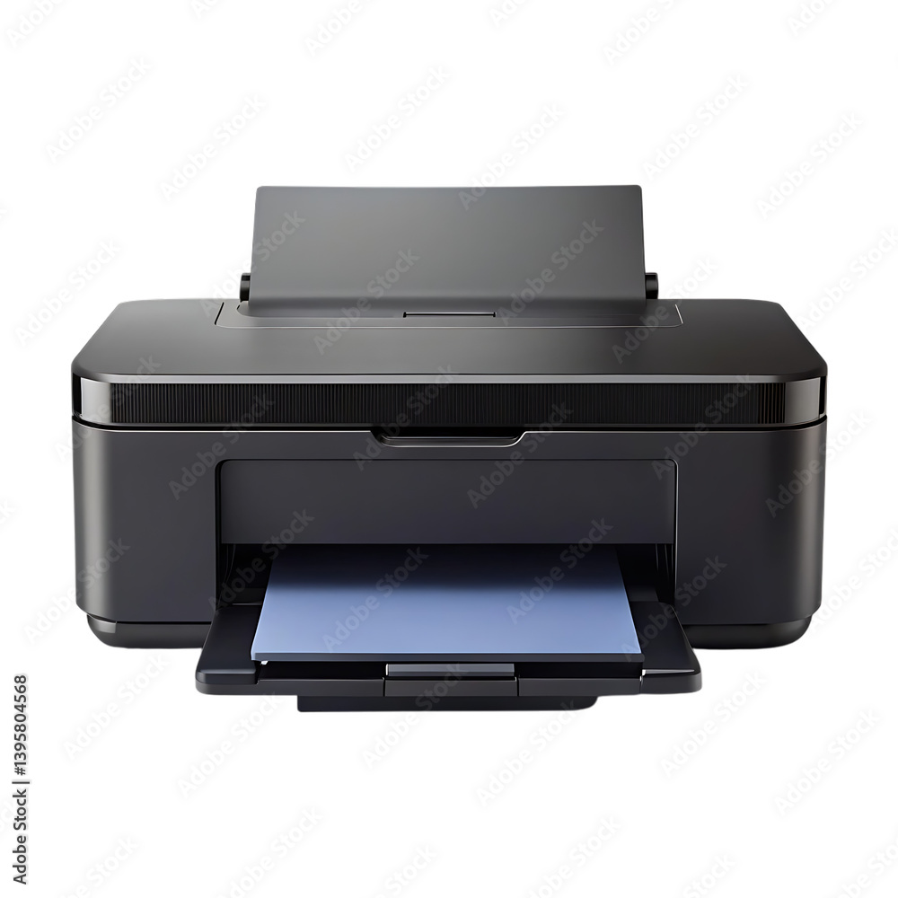 a black office printer with a sleek design isolated on white background .png a black office printer with a sleek design isolated on white background .png