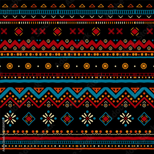 Ethnic seamless in native style. Vector pattern with African art decoration tribal geometric shape symbols. Folk background vector. Tent boarder backdrop. Abstract Aztec line motif