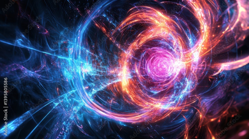 Fototapeta premium High-tech Quantum Chip Glowing with Swirling Holographic Effect