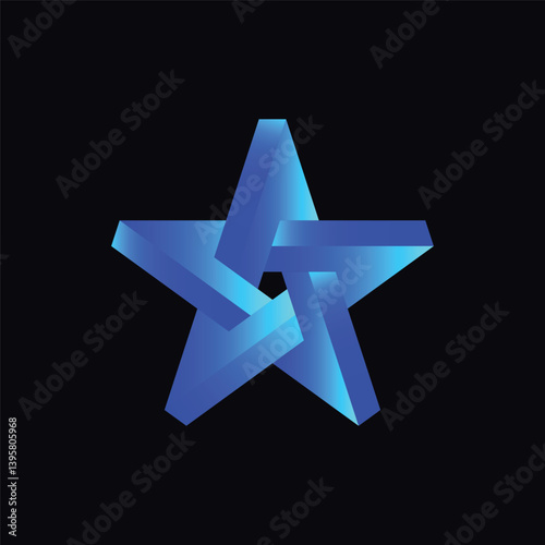 3d Star blue gradient