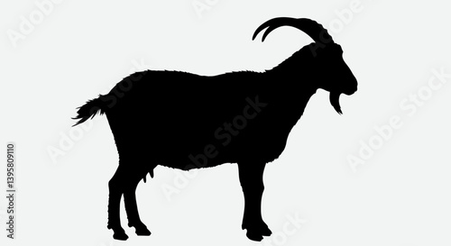 Majestic Goat Silhouette Vector Illustration of a Goat