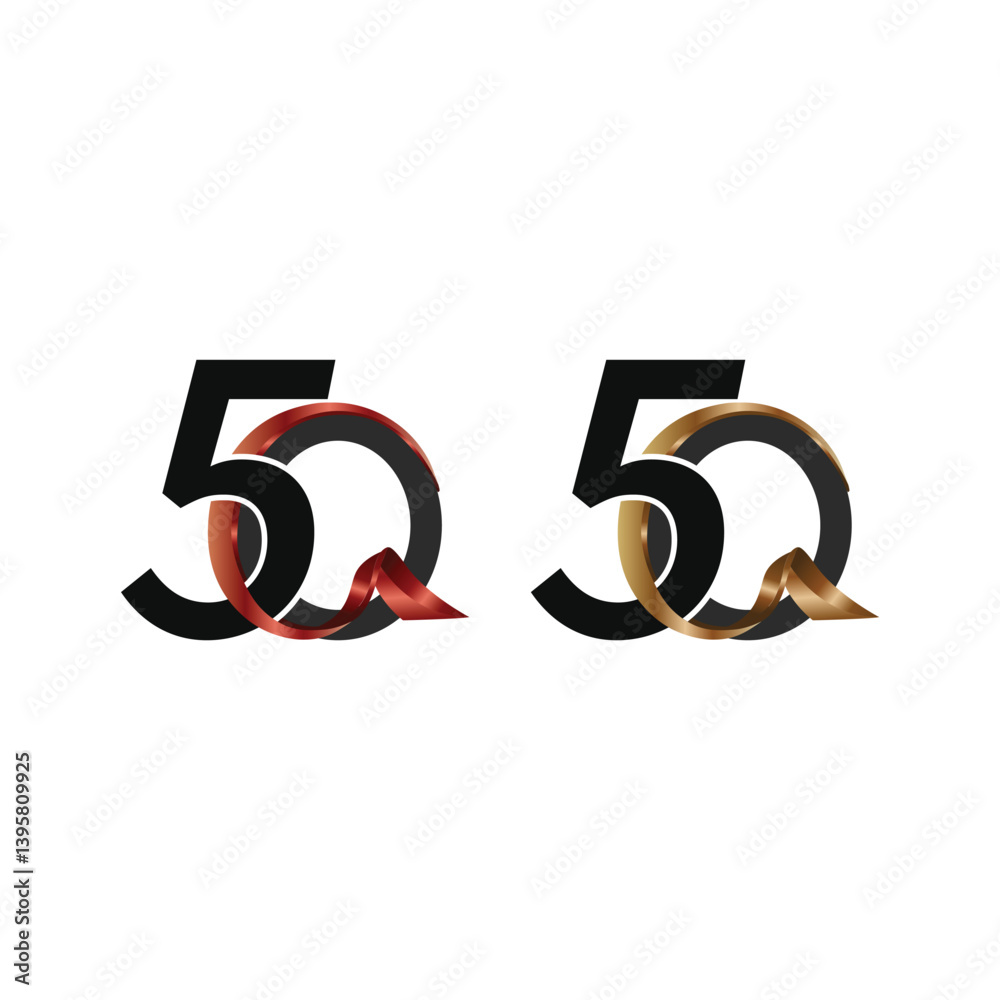 50 number logo with ribbon