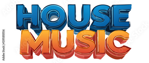 Obraz na płótnie 3d render old 80s House Music Text Vector Art design w salonie