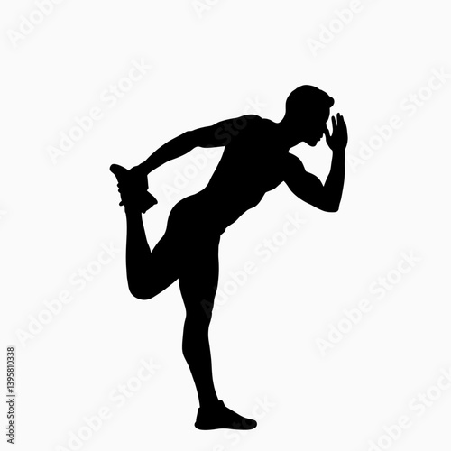 Silhouette of a Man Stretching, Fitness and Flexibility Exercise