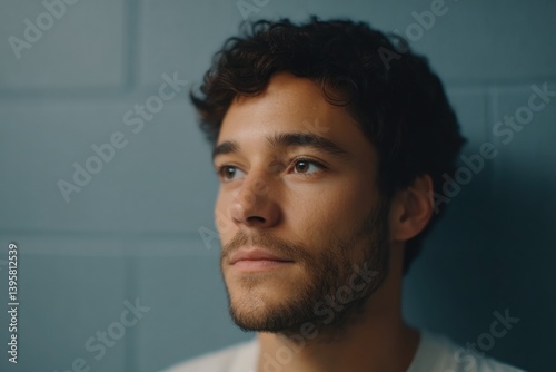 confined individual sits expressionless in stark prison cell background intentionally out-of-focus