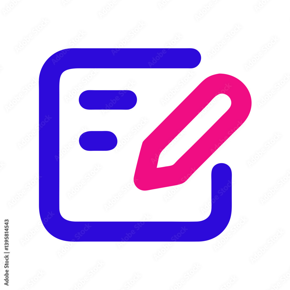 Registration Icon with Pen and Paper in Modern Style Registration Icon with Pen and Paper in Modern Style