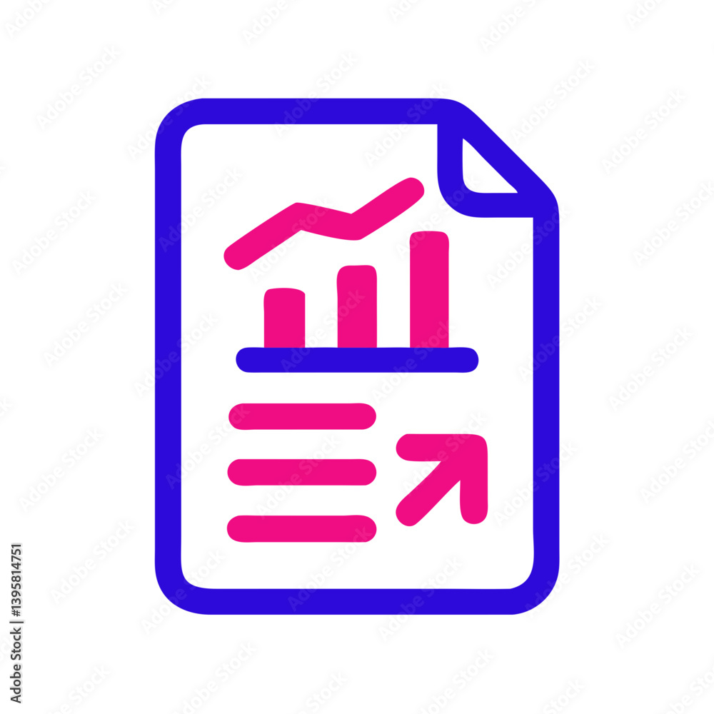 Performance Report Icon with Graphs and Arrows in Vibrant Colors Performance Report Icon with Graphs and Arrows in Vibrant Colors