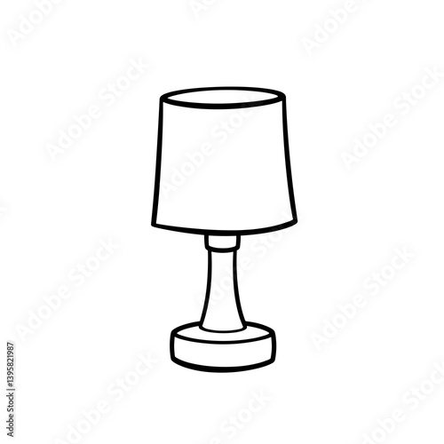 Simple lamp outline in black and white for home decor with copy space