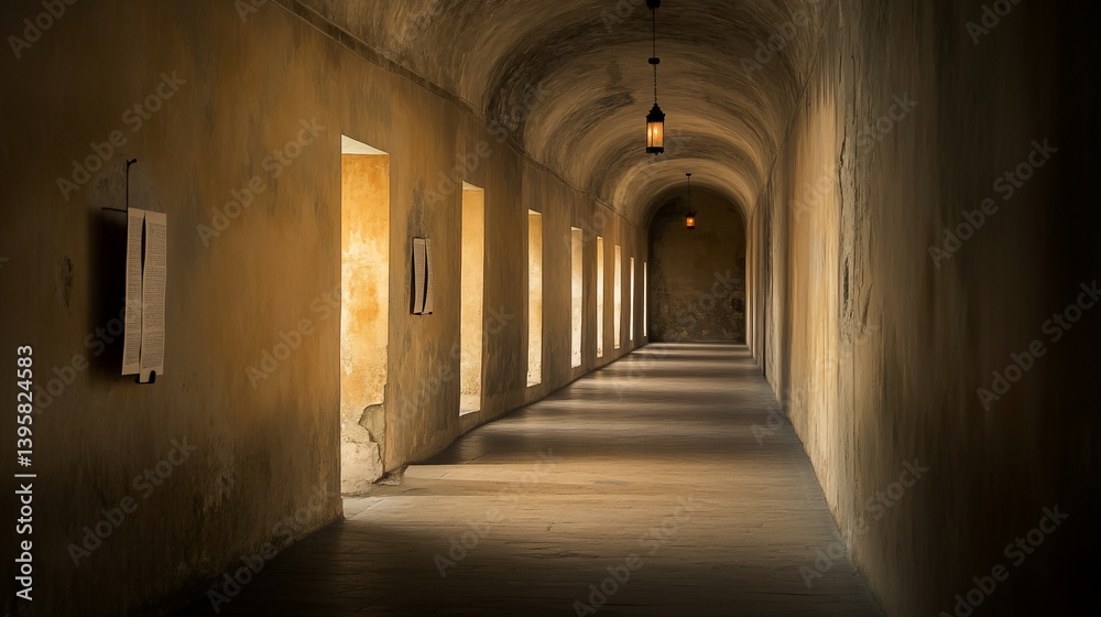 Mysterious Long Corridors of an Ancient Building Mysterious Long Corridors of an Ancient Building