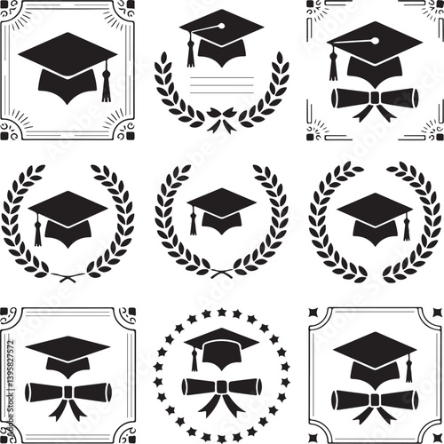 Graduation frame, graduation border, graduation cap, graduation, border, borders and frames