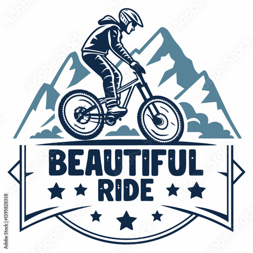 Mountain Bike Adventure Logo With Rider And Beautiful Ride Typography