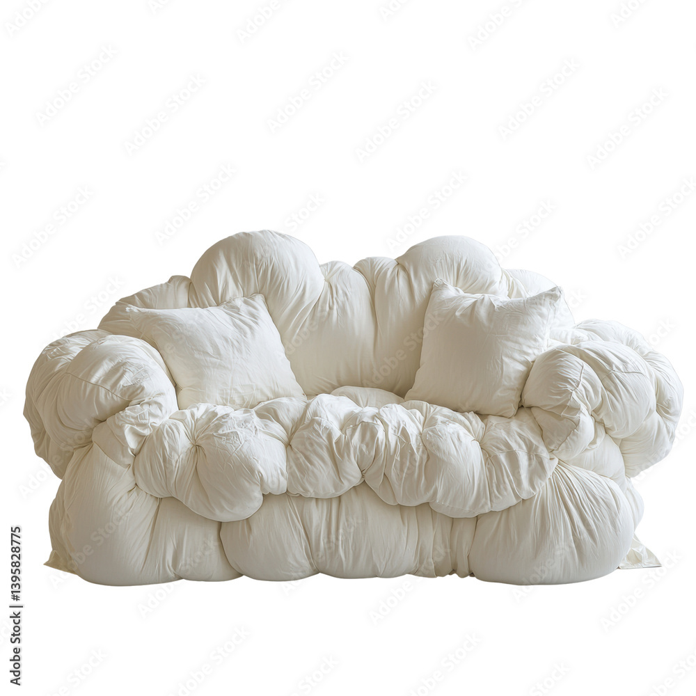 Obraz premium Soft and inviting white fluffy couch for relaxation
