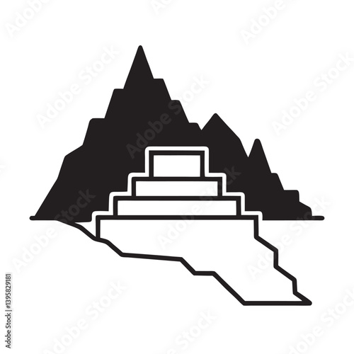 Machu Picchu Silhouette for Peru and Travel Design Projects
