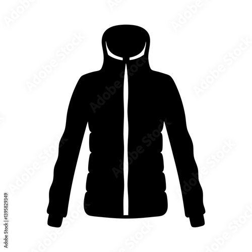 Black Hooded Puffer Jacket Winter Warm Outdoor Apparel Fashion Icon Graphic