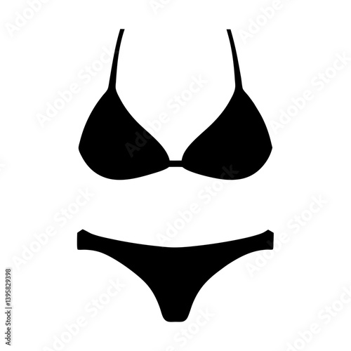 Simple Black Bikini Swimsuit Illustration  A Minimalist Fashion Design