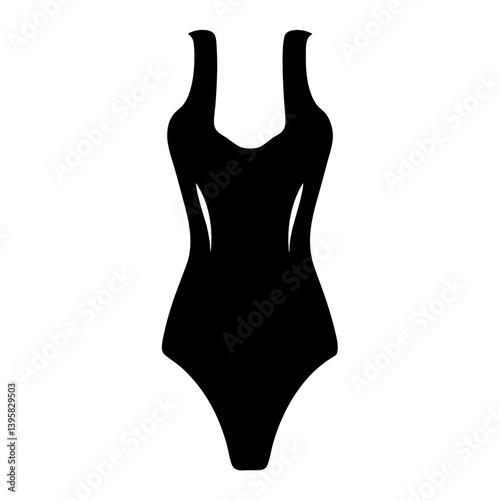 Stylish Black OnePiece Swimsuit Design Illustration for Summer Fashion