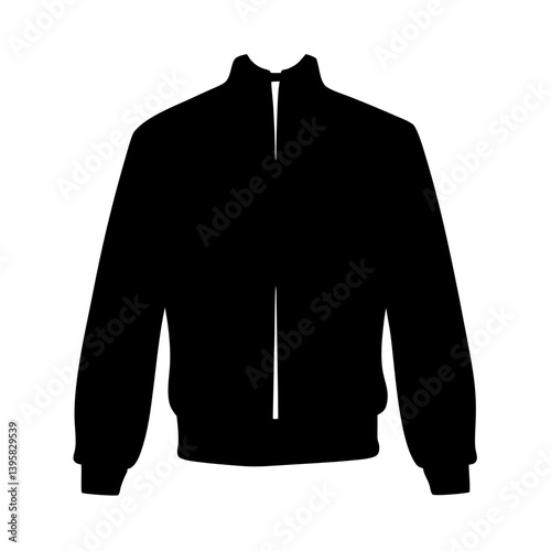 Black Long Sleeve Zip Up Jacket Silhouette Illustration Graphic Design