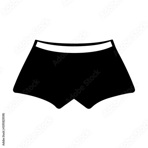 Simple Black and White Icon Graphic of Mens Boxer Shorts Underwear