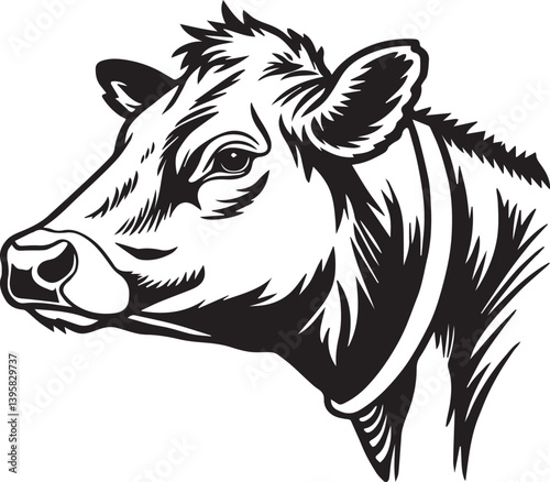 Vector illustrations of cows in a simple farm animal design