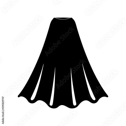 A Black and White Illustration of a Simple Long Cape or Skirt