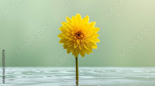A single large real yellow dahlia flower head isolated against a transparent background for design elements
