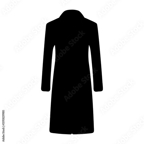 Black Long Sleeve Classic Coat Fashion Design Template Illustration