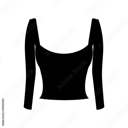 Black Women's Long Sleeve Blouse Top Fashion Design Template