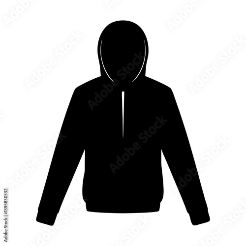 Black Hooded Sweatshirt Long Sleeves Zip Up Front Pocketless Casual Wearable Apparel Mens Womens Unisex Style