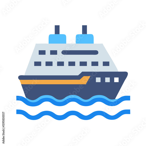 Cruise Ship Sea Travel Icon Design