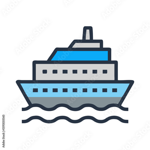 Cruise Ship Sea Travel Icon Design