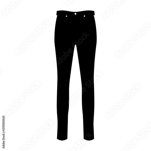 Black silhouette of women's pants fashion design template